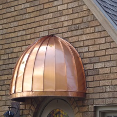 Rounded Copper Door Awning